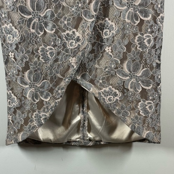 Peachy Pink Lining With A Silver Gray Lace Overlay with Rhinestone built-in Belt - Picture 4 of 13